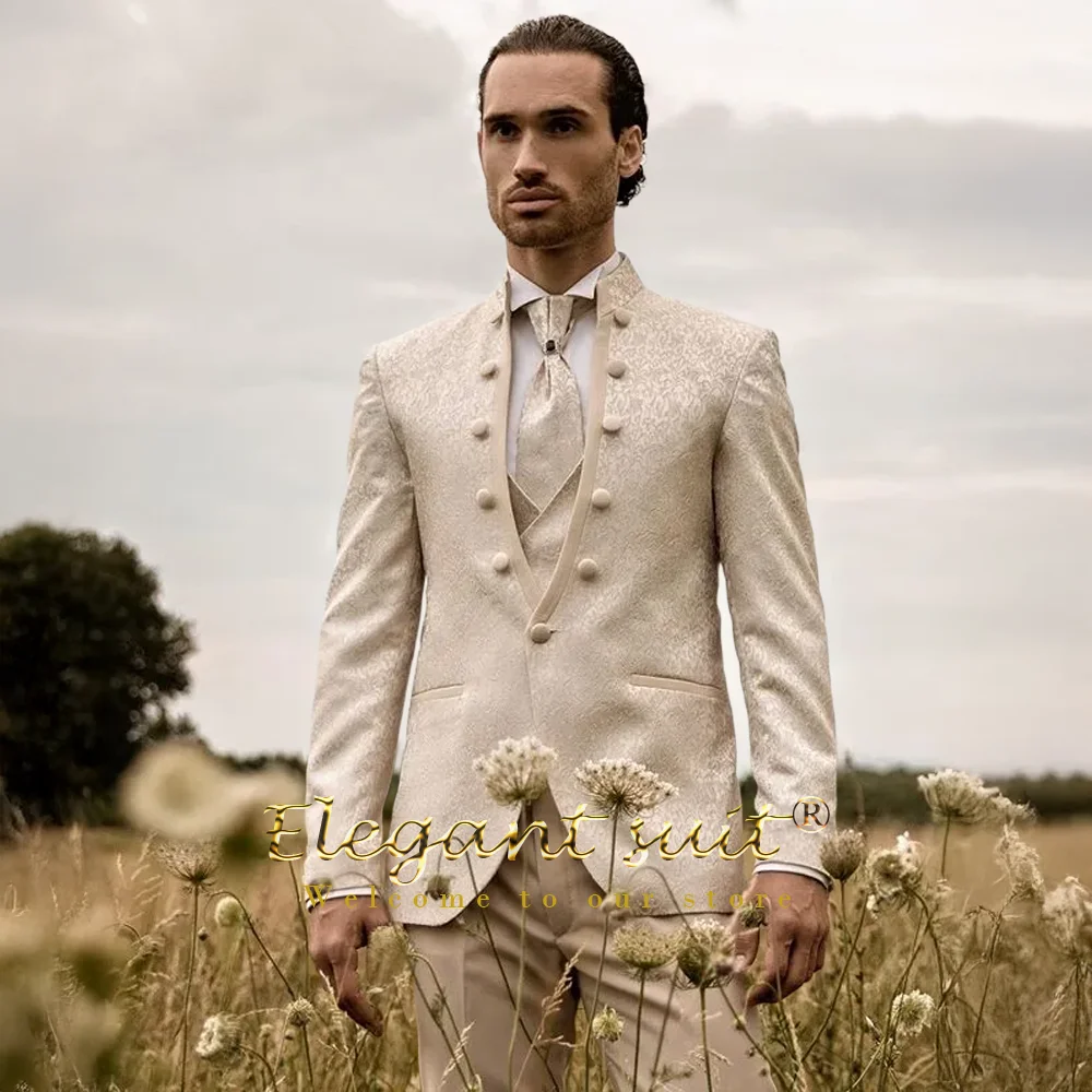 

Мужской элегантный костюм с тиснением, костюм-тройка, модный коктейльный комплект для свадебного банкета (куртка + жилет + брюки)