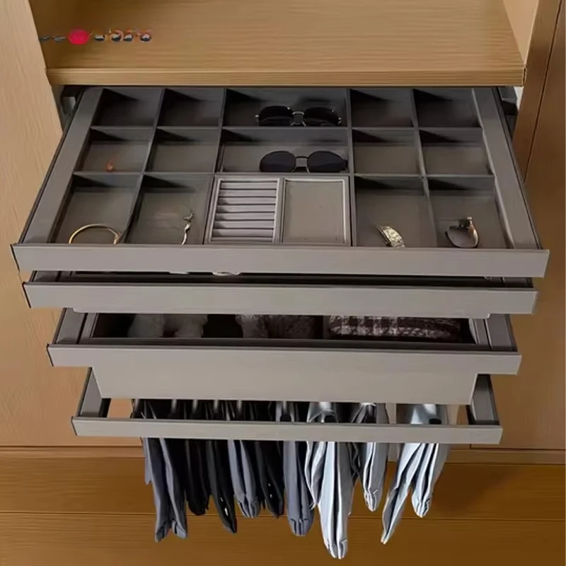 Storage 4-piece set, jewelry box, multi-functional pants rack, pull-out coat rack, pull-out storage basket, drawer type