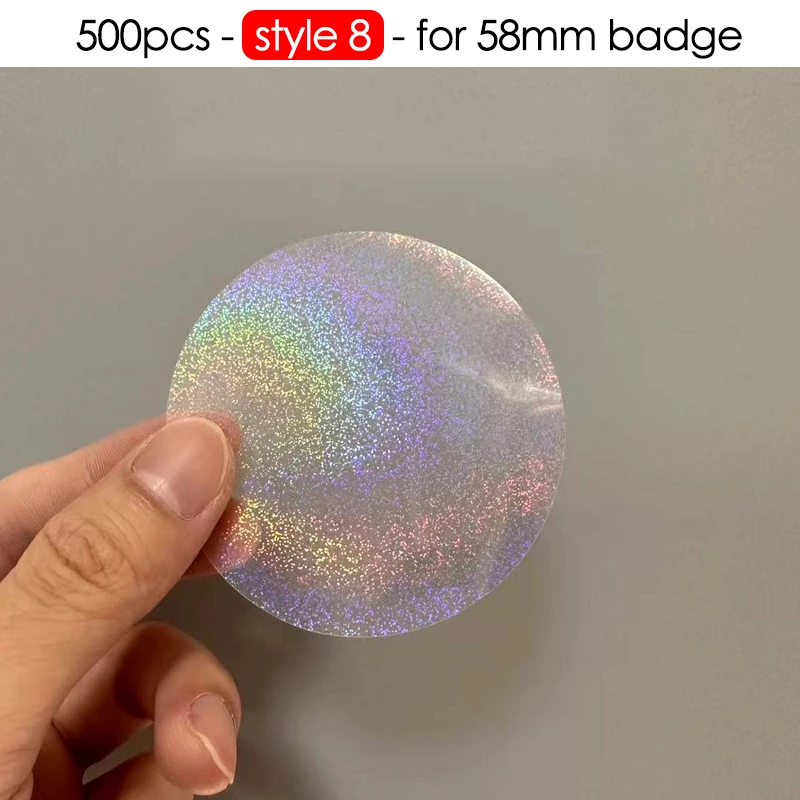 200 Films Pailletés Holographiques – 70 Mm – Compatibles Machine à Badges 58 Mm – 8 Styles – DIY