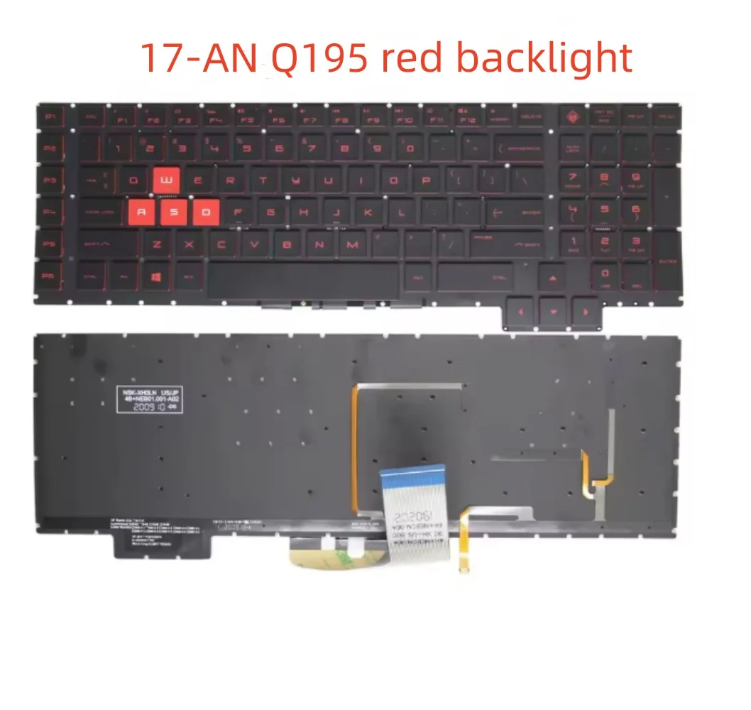 100%New Original US for HP Omen 17AN 17-AN TPN-Q195 15-CE Q194 English Red Backlit Black RGB Backlit Laptop Keyboard