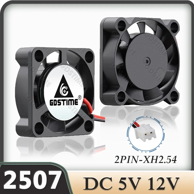 

Gdstime 25MM Fan 2507 Fan 5V 12V 25x25x7mm Cooler Micro Radiator 2PIN Brushless Axial Cooling Fan Sleeve 3D Printer Fan Mini Fan
