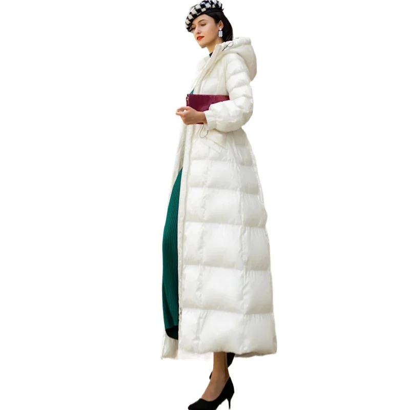 

2025 Women Parkas Space Cotton Thick Long Coat Zipper Winter X-Long Overcoat Adjustable Waist Oversized Outwear DZ2827