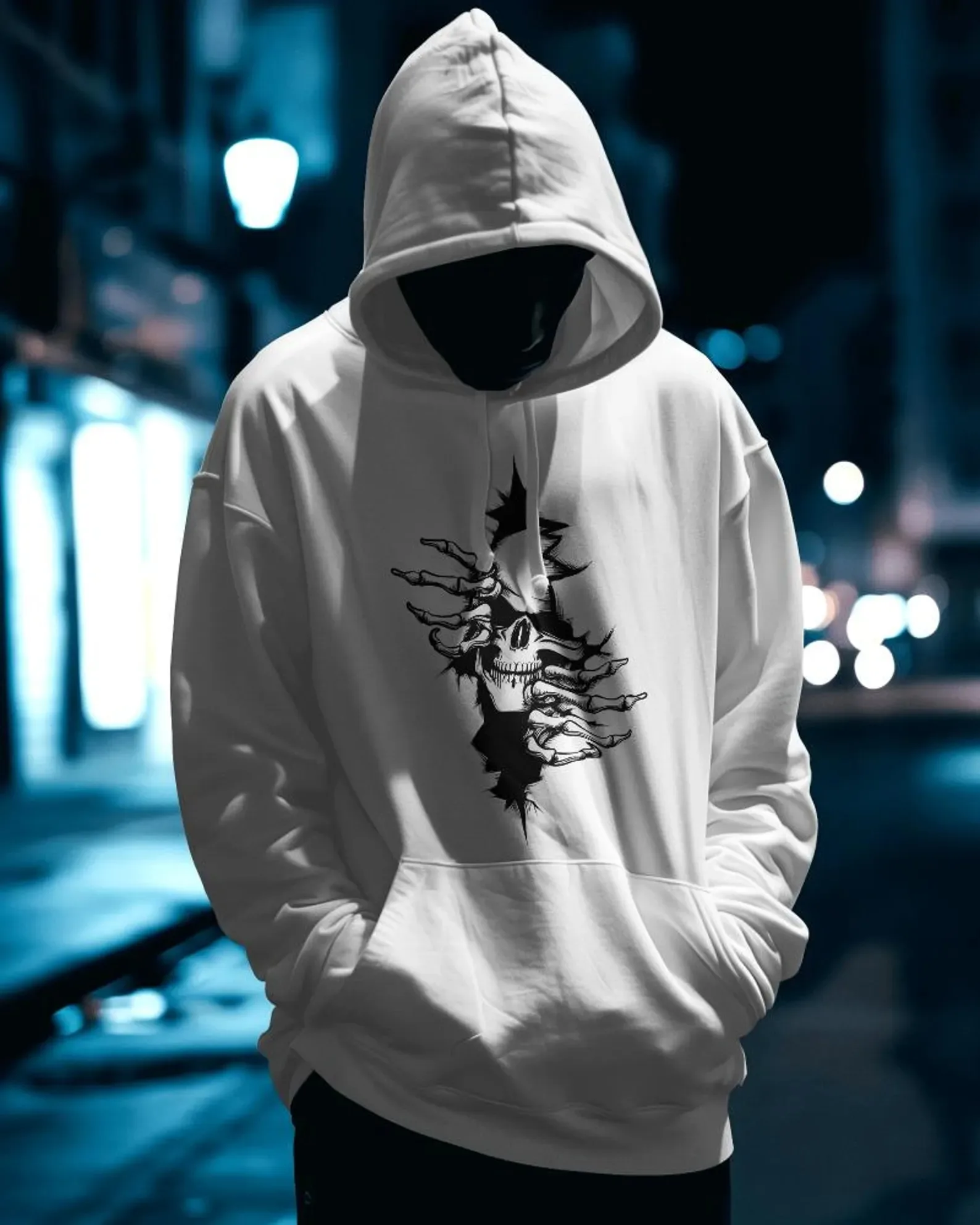 

Autumn and Winter Whimsical Skull - Burst Cotton Hoodie, Perfect for Expressing Rebellious Dark Spirit
