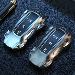 For Porsche Cayenee Panamera Macan 911 718 2013-2023 Zinc Alloy Silver Car Key Case Keyless Cover Key Shell Car Accessories