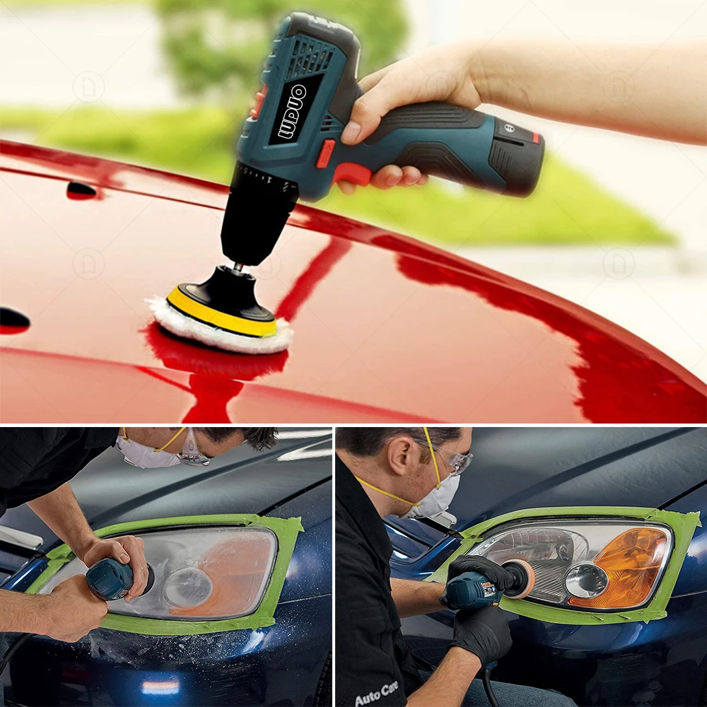 3Inch Self-Adhesive Pad Sandpaper Car Polishing Disc Buffing Waxing Sponge Kit Headlight Wheel Repair For Polisher Drill Adapter