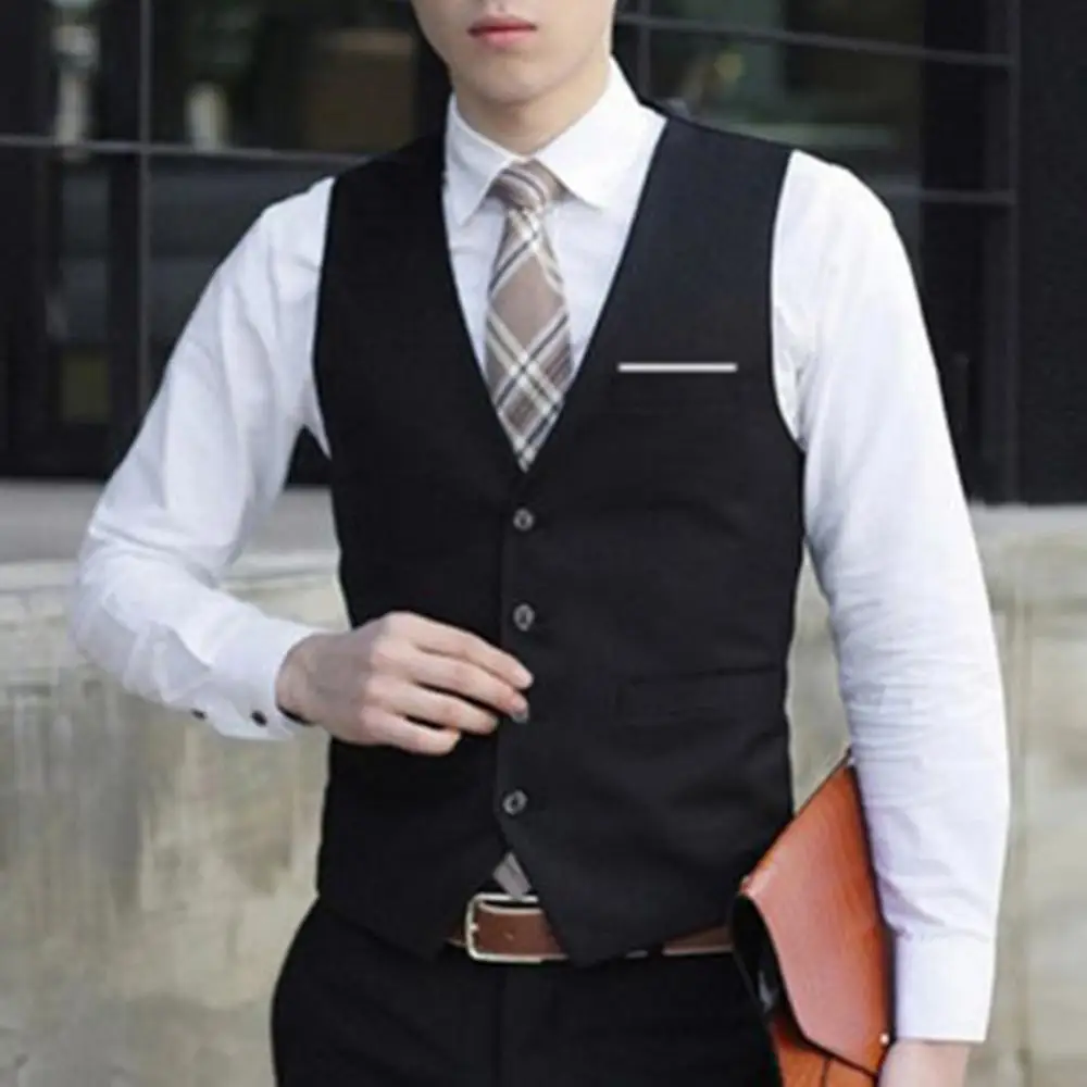 Men's Suit Vest Summer Slim Fit Waist Solid Tank Top V-Neck Sleeveless Waistcoat Homme Casual Formal Business Blazer Vest