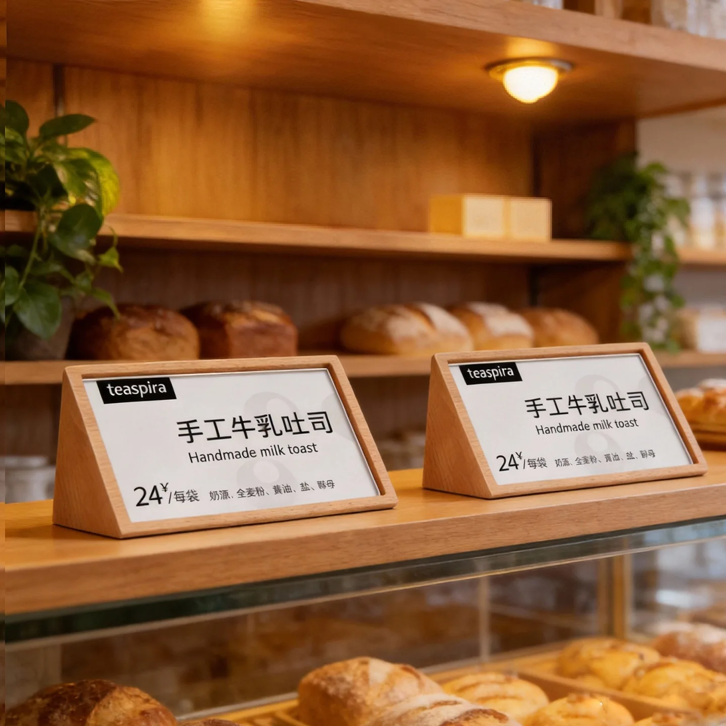 5 Pieces Solid Wood Price Sign Holder Freestanding Acrylic Frame Display Stand Boutique Tea Shop Cosmetic Store Price Tags