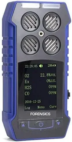 Gas Monitor by Forensics Color Display & Graphing  Data Logging  USA NIST Calibration  USB Recharge Battery