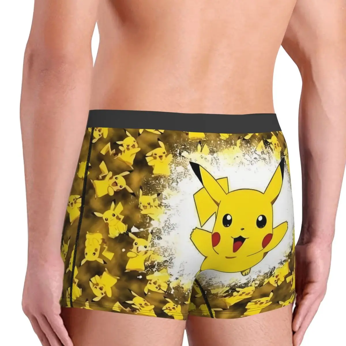 カスタム P-Pikachues アニメボクサーパンツ男性用 3D プリントビデオゲーム下着パンティーブリーフストレッチパンツ