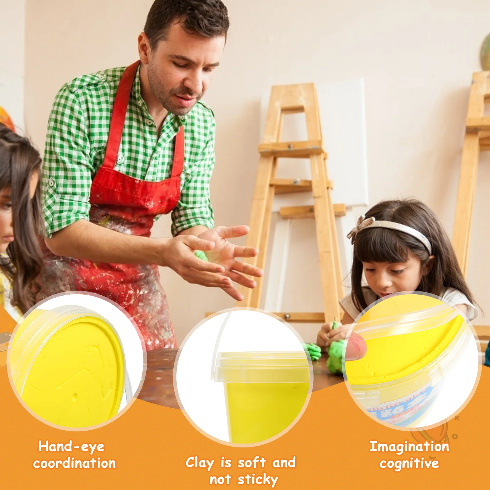 

2pcs Ultra Light Clay Bright Color Non-Hardening Modeling Dough For Kids Diy Craft Kit Children Educational Plaything Plasticine