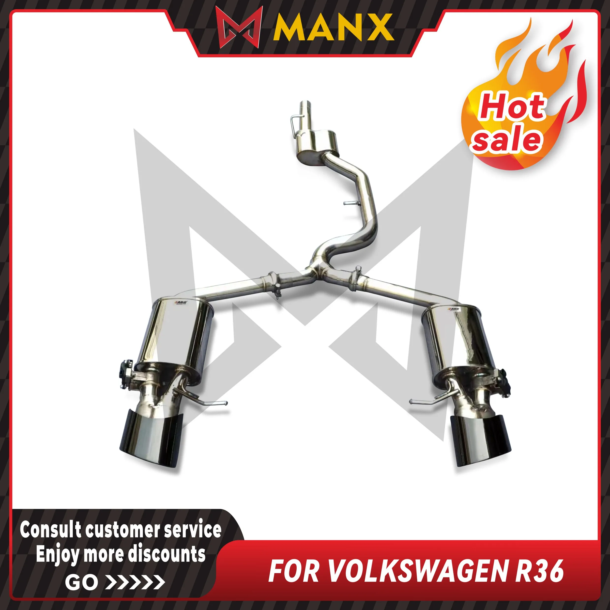 

MANX Car Exhaust system for VOLKSWAGEN R36 Stainless steels Catback Performance exhaust pipe with remote control valve