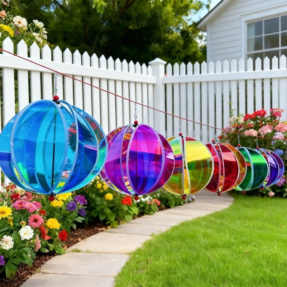 1PC Pendant Random Color Hot Air Balloon Colorful Rotating Wind Spinners Rainbow Plastic Material Wind Strips Decoration
