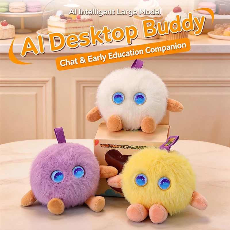 Cute circular monster AI intelligent dialogue plush robot Wireless interactive dollSoft filled toys Children's holiday gifts