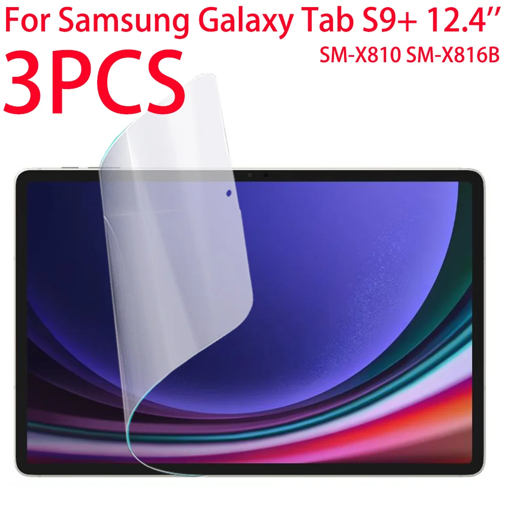 

3PCS For Samsung Galaxy Tab S9+ S9 Plus 12.4'' WiFi 5G 2023 PET Soft Film Screen Protector For S9 Plus Protective Film SM-X810