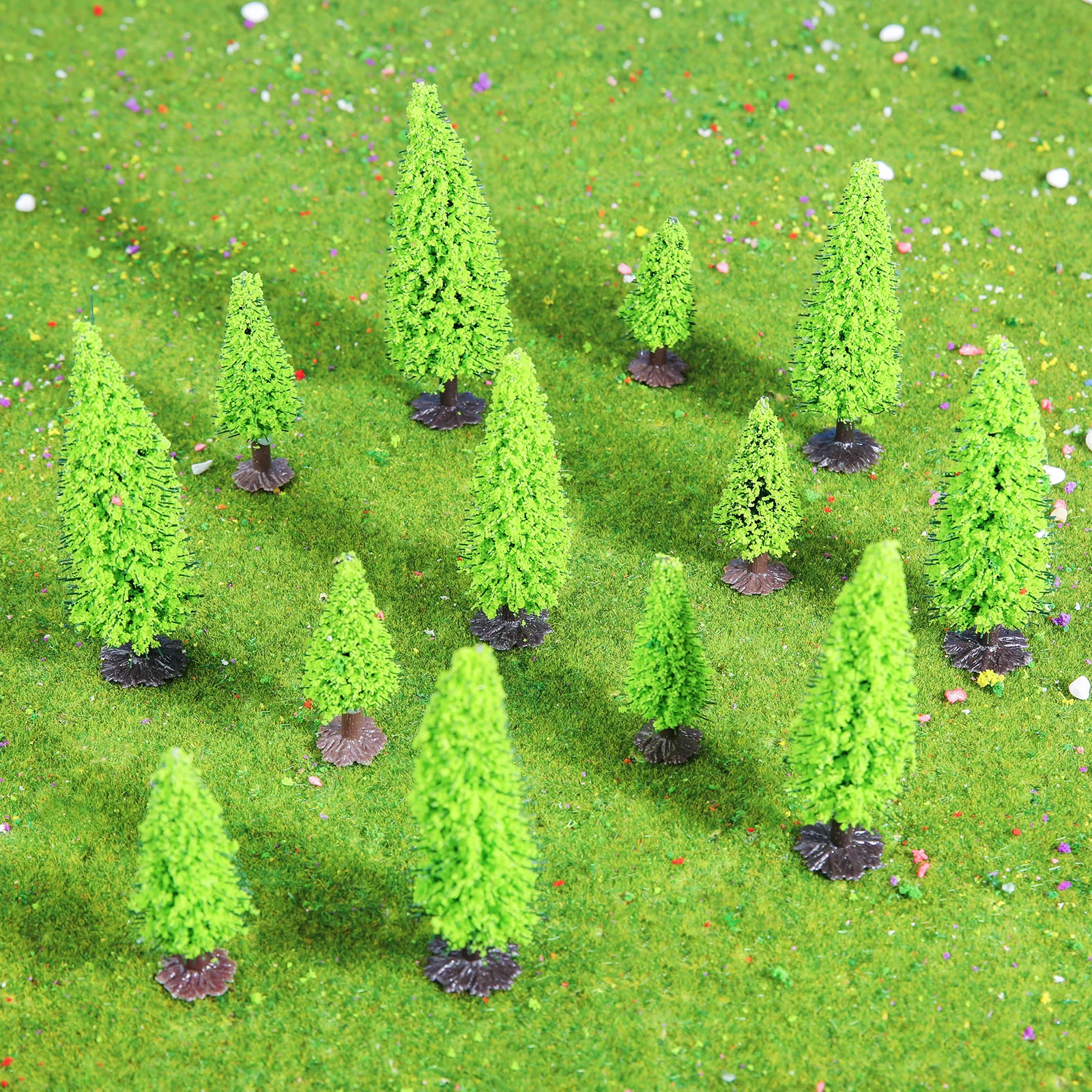 20 pçs plástico em miniatura jardim de fadas árvore planta ornamento em miniatura casa de bonecas vasos musgo bonsai micro paisagem diy decoração do jardim