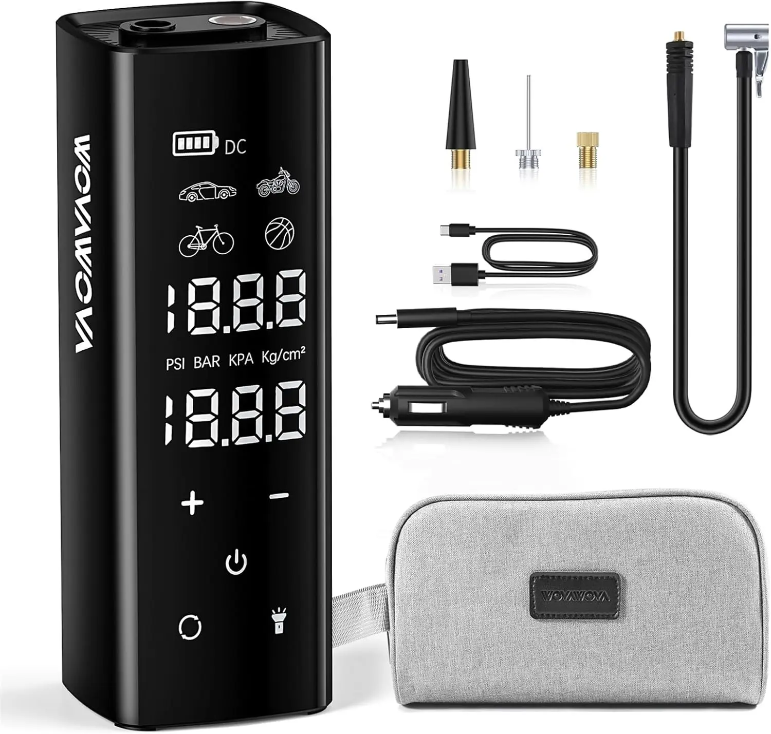 

Portable Tire Inflator 150PSI, 12000mAh Cordless Air Pump with Touch Screen & Tire Gauge for Car/Motorcycle/Bike