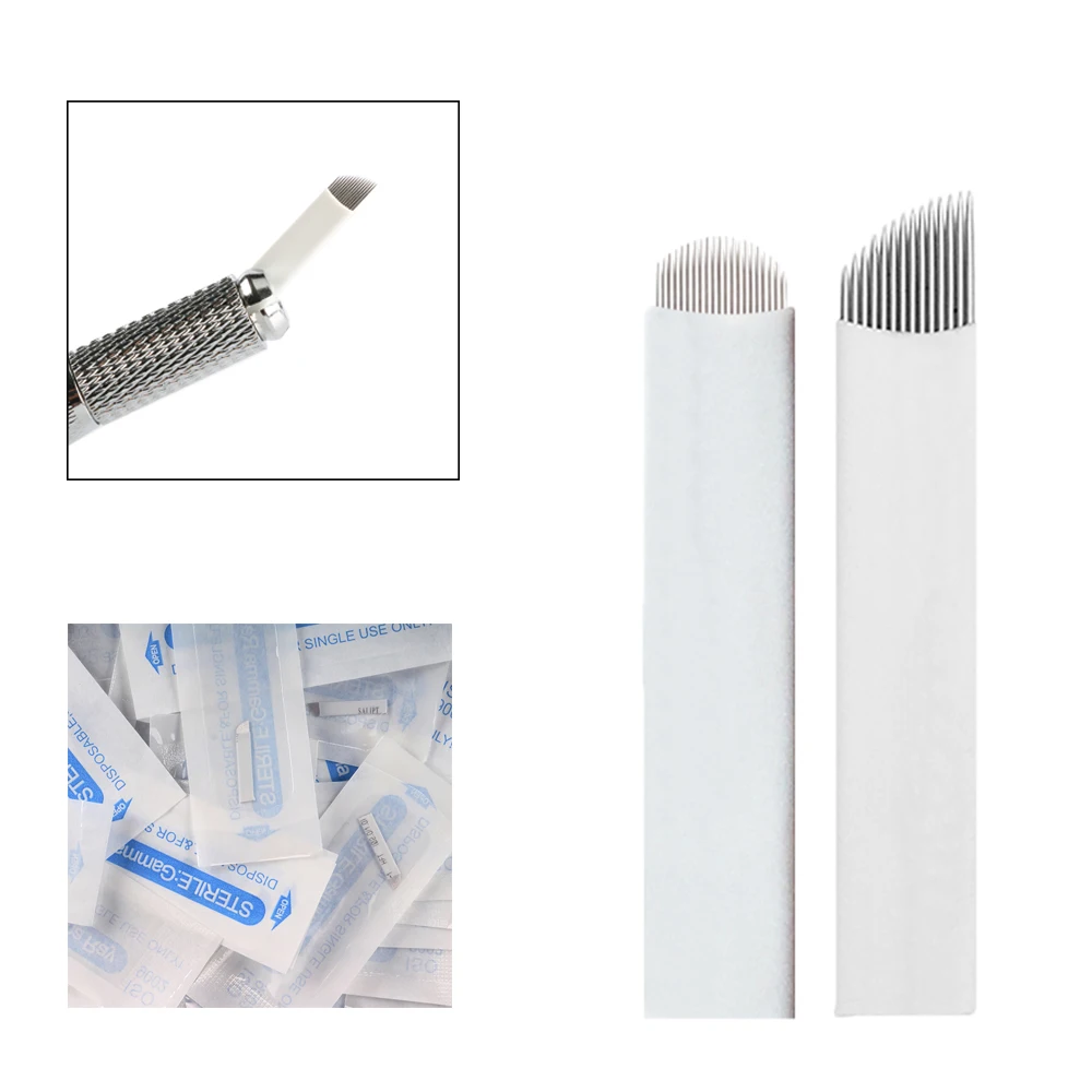 

50 шт., иглы для микроблейдинга, для перманентного макияжа бровей