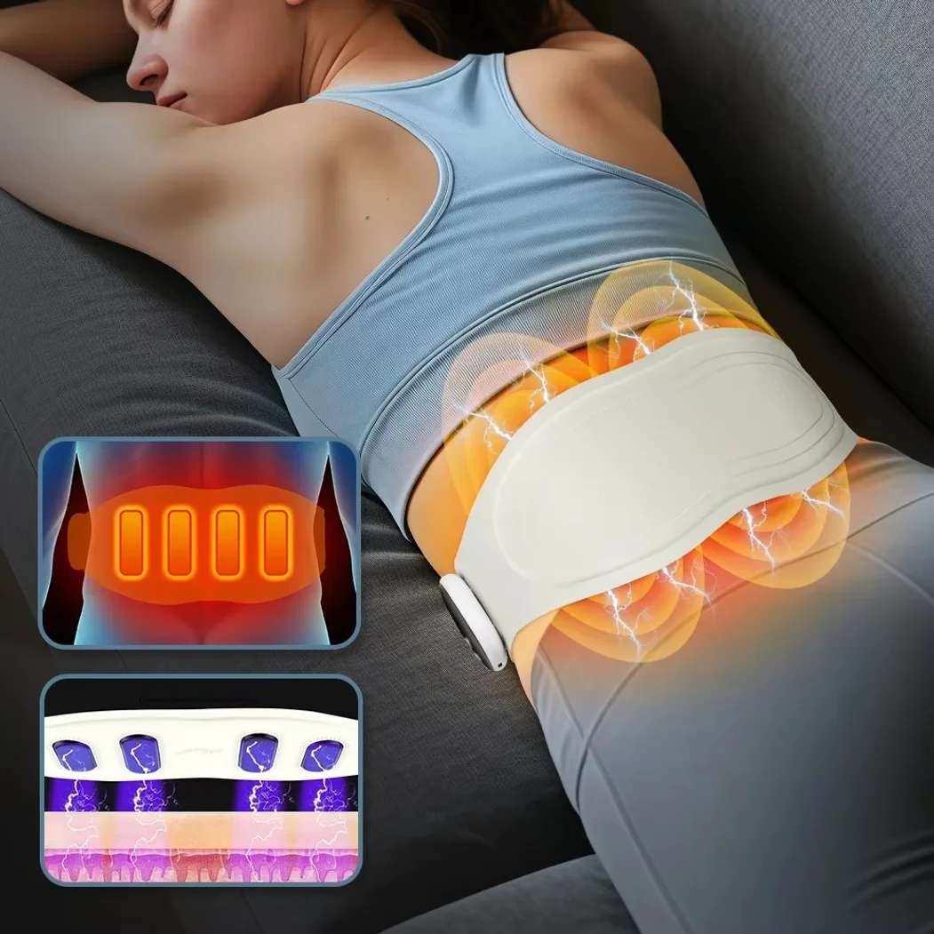Electric Heating Waist Massager EMS Hot Compress Vibration Waist Massage Belt Belly Exercise Lower Back Abdominal Relax Massager