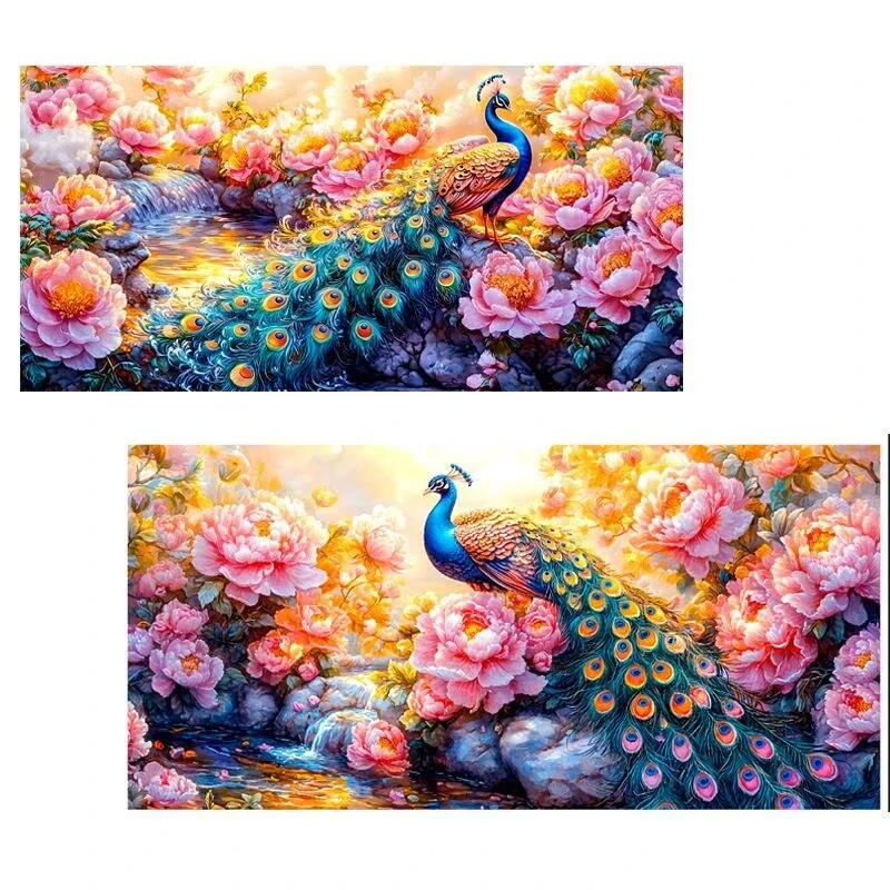 

With Needles Peacock Beautiful Flowers 11CT 9CT DIY Chinese Kits Embroidery Pattern Printed Stamped Cross Stitch Cotton-thread