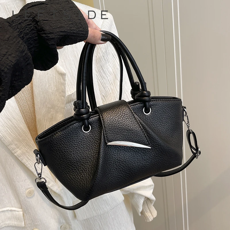 

LEFTSIDE 2025 Summer New In Small PU Leather Solid Color Handbags and Purses Women's Crossbody Bag Short Handle Shoulder Bags