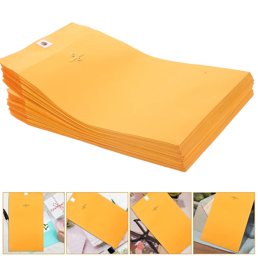 

100pcs Clasp Envelopes Kraft Paper Gold Letter Size Mailing File Small Coin Catalog Open End Storage Solution