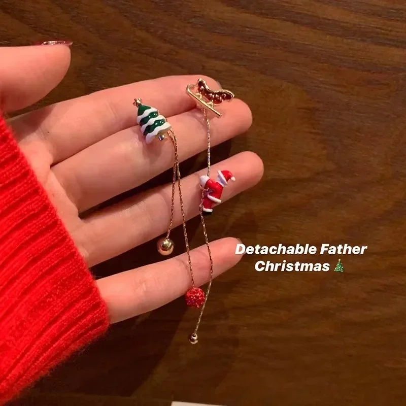 أقراط عيد الميلاد سانتا كلوز للنساء ، شجرة عيد الميلاد ، ندفة الثلج ، سلسلة شرابة طويلة ، مجوهرات الموضة ، هدية الصديقات #4