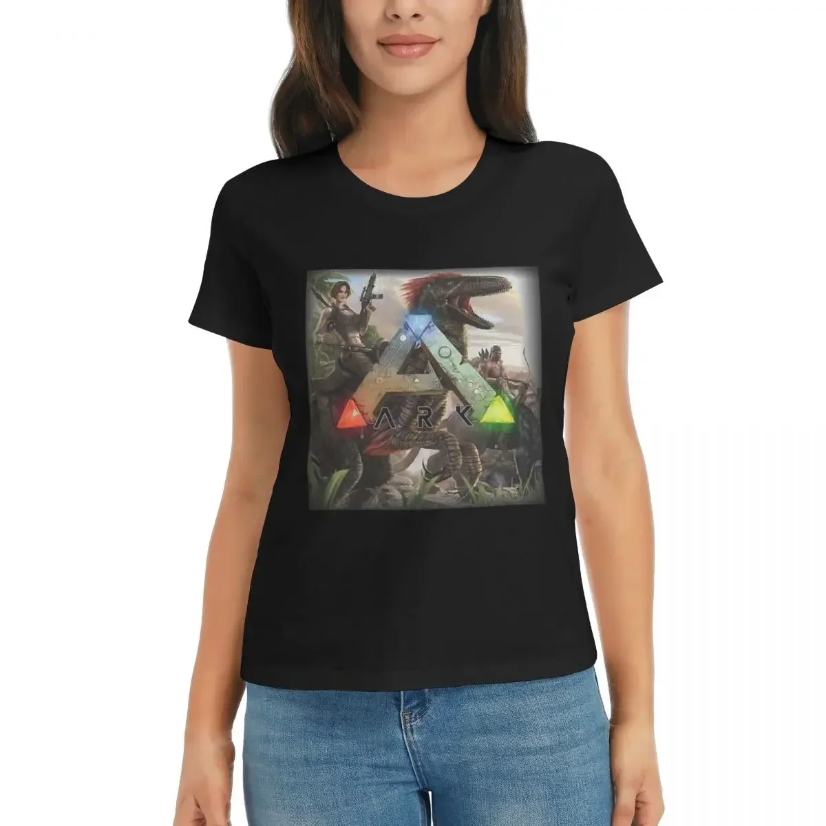 T-Shirt à manches courtes pour femmes, cadeau du jour, Ark Survival Evolved, Cool, pour l'été, col rond, en coton, vêtements, Streetwear