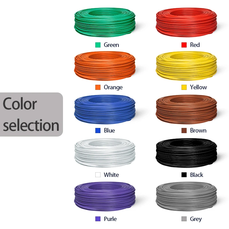 UL1007 Single Core Copper Cable PVC Insulated 26 24 22 20 18 16 14AWG Solid Tinned Plating Copper Electronic Wire Line 2/5/10 M