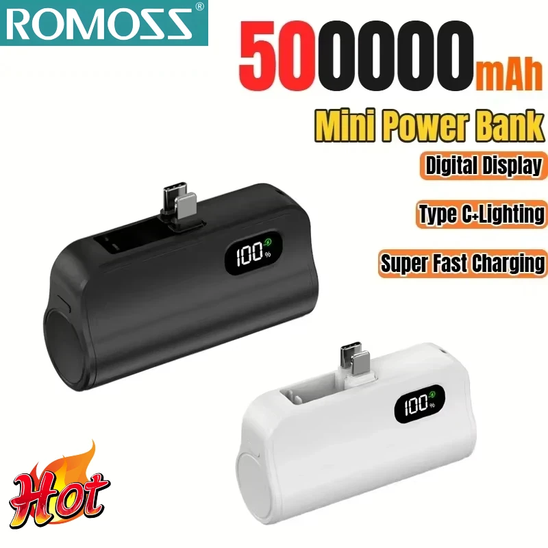 ROMOSS-banco de energía portátil de 500000mAh, batería externa portátil de carga súper rápida, capacidad real, para iPhone y Samsung, nuevo