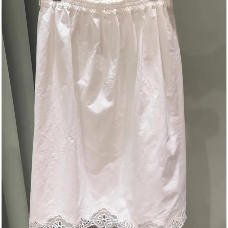 

Ele White Lace Splice Casual Skirt Women's Faionable Mid-Length A-Line Skirt High Waist Commute Sle Summer 2025