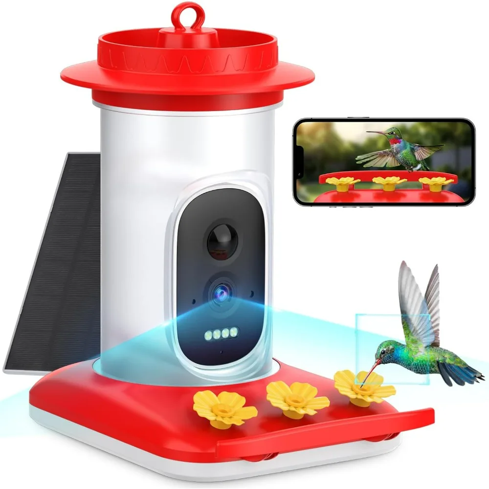 

Hummingbird Feeder with Camera Solar Powered,2.5K HD Wireless Hummingbird Feeder Camera,AI Identify,Auto Capture Bird Videos