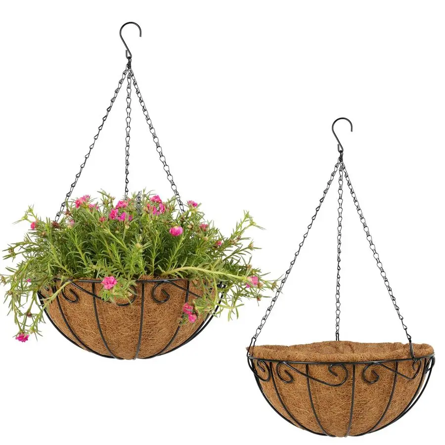 

2 Pack 14 inch Metal Hanging Baskets for Plants Outdoor, Hanging Planters Basket with Coco Liners, Hanging Baskets Flower Pots f