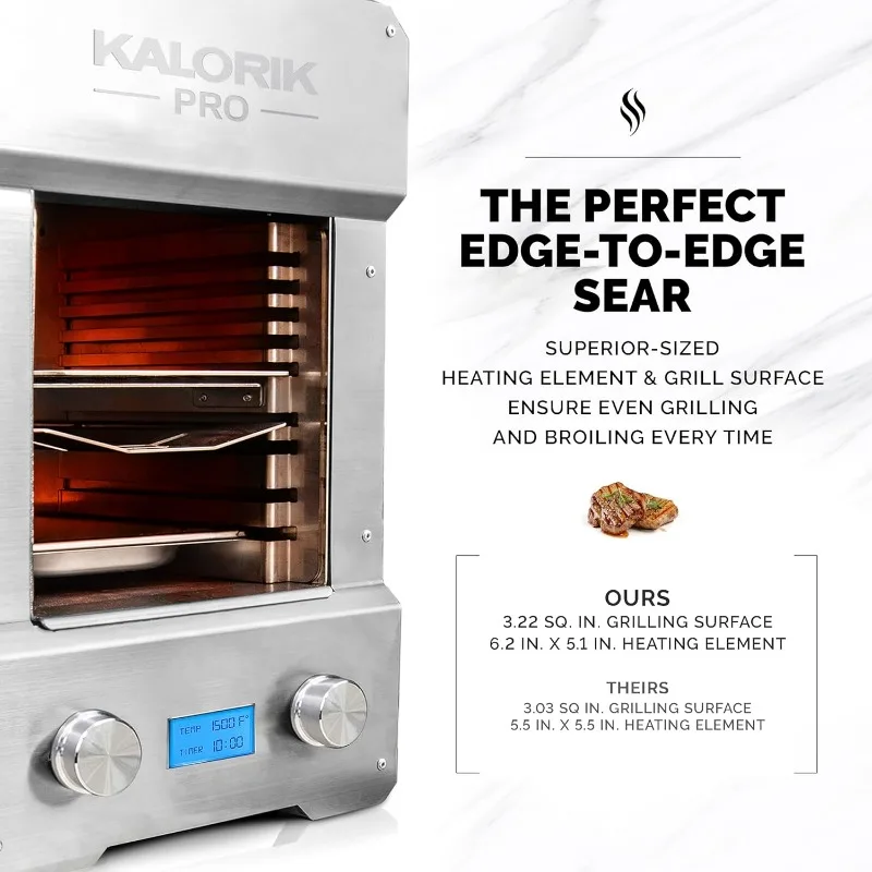 Kalorik Pro 1500 ° Griglia elettrica Steakhouse F, acciaio inossidabile (KPRO GR 51149 SS)