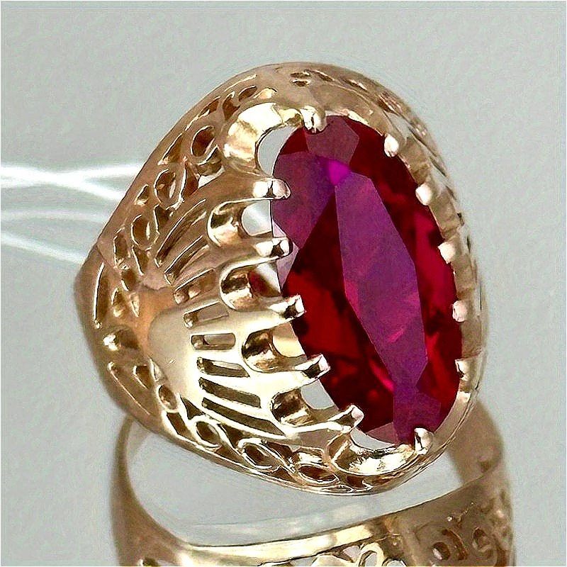 Ovaler, roter, mit synthetischem Zirkonia eingelegter, handgeschnitzter Hohlring für Damen, modisch, Vintage, Bankett, Festival, Schmuck, Accessoires, Geschenke