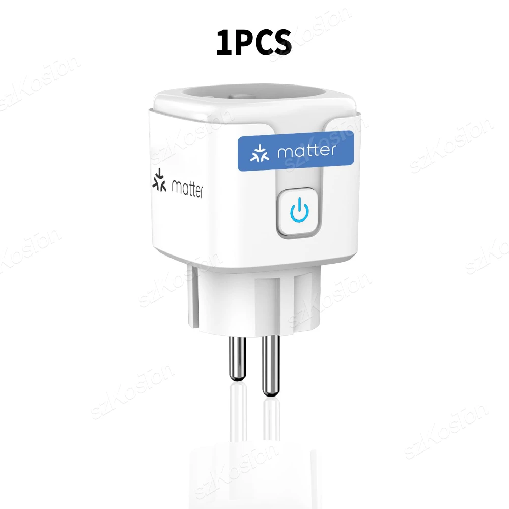 16A Matter EU WiFi Smart Socket Home Appliance Mini Smart Plug Adapter APP Control Timer Funktioniert mit HomeKit Siri Alexa Google