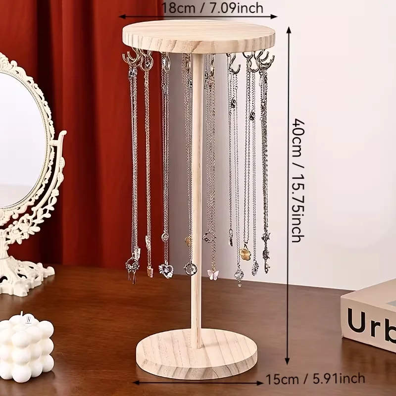 Necklace holder wooden jewelry display rack Necklace storage rackHooks are used to store and hang bracelets and key chains