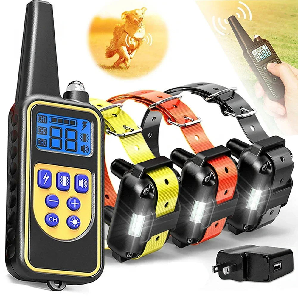 880m LCD Dog Training Collar Remote Control Pet Bark Stopper Dog Waterproof Electric Training Collars With Shock Vibration Sound