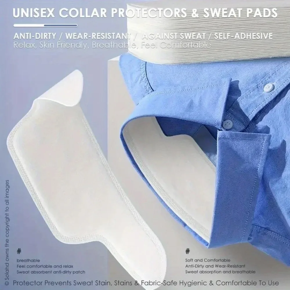 10/20pcs Hats Collar Sweat-Wicking Pads Inner Lining Protection Stickers Disposable Absorbent Dryness Patch for Caps Shirt Liner
