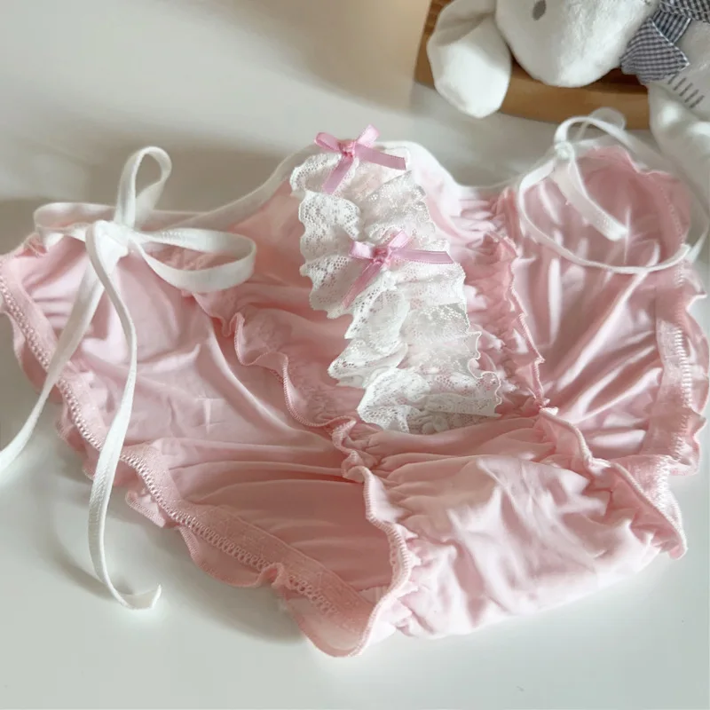 new delivery Young girl Underwear 4pc/lot Lovely middle Waist Briefs student Panties children lace solid Teenagers clothes candy