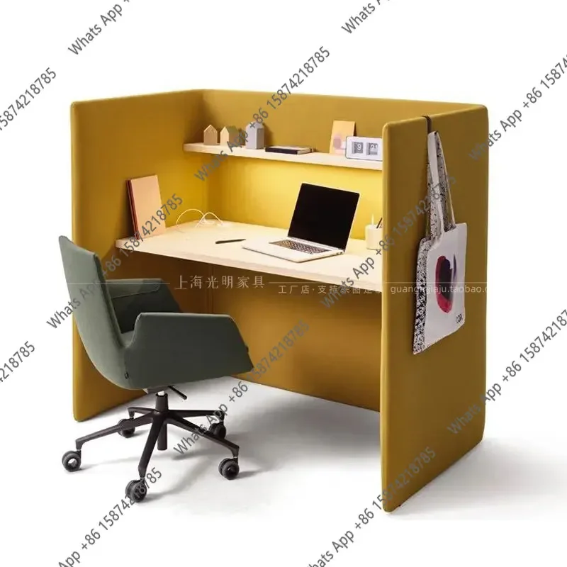 X36 Modern Minimalist Semi-enclosed Soft Package Single Open Workstation With Screen Partition Office Space Shared Computer Desk