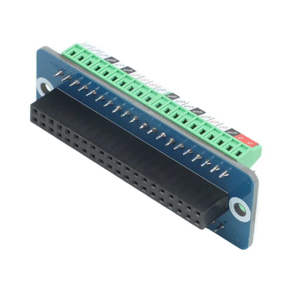 Green PCB Terminal Block Expansion Board With Pin Definition Stickers For Raspberry Pi 3B+ 4B GPIO Connector