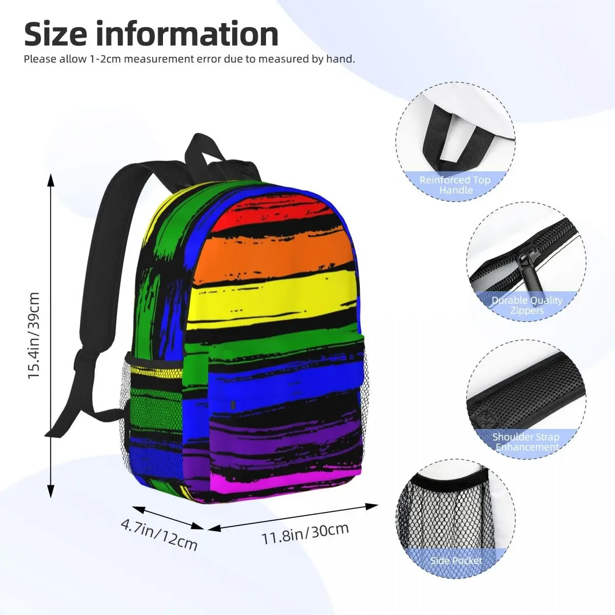 LGBT Gay Pride Flag Shirt, Gay Pride 2022 Backpacks Teenager Bookbag Cartoon Children School Bags Travel Rucksack Shoulder Bag