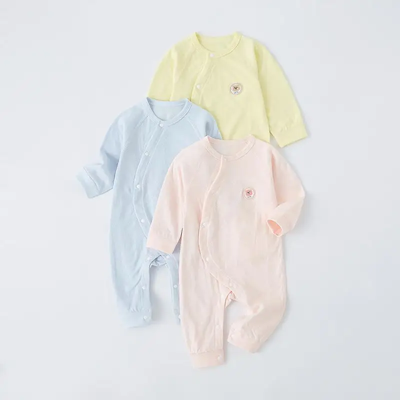Newborn Baby Jumpsuit Pure Cotton Long-sleeved Pajamas Monk Clothes Boneless Romper Going Out Climbing Bodysuit for Girls Boys