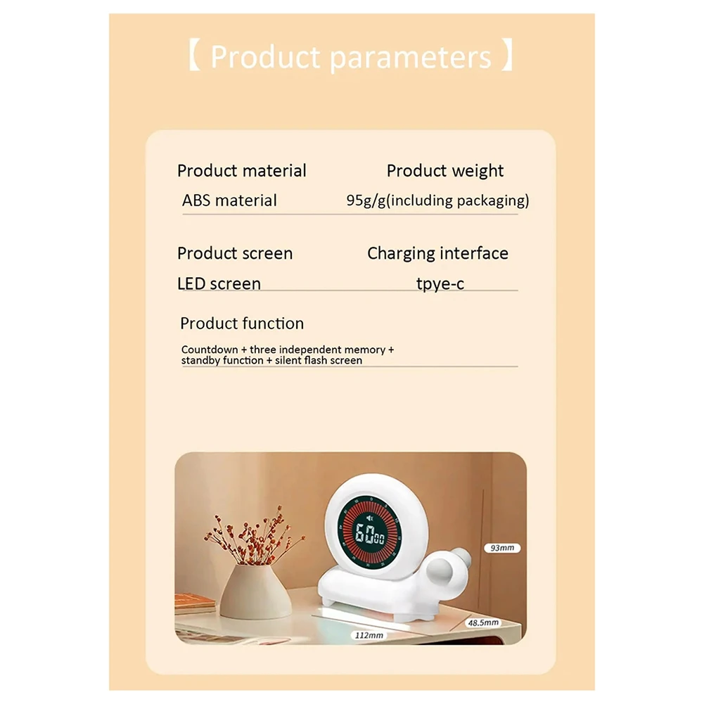 reveal 60 Minutes Visual Analog Timer Cute Silent Rotary Timer Kitchen Timer Count Up Down Clock for Kids and Adults Time