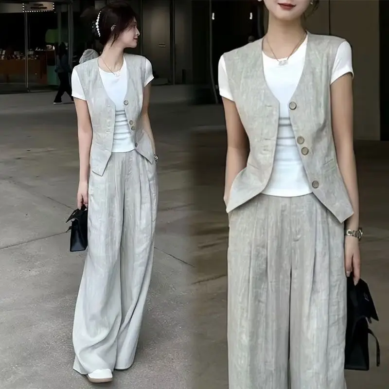 

Pant Sets for Women 3 Pieces Vest Wear To Work Fashion Clothing 2025 Top and Bottom Classy Trousers Woman Office Professional