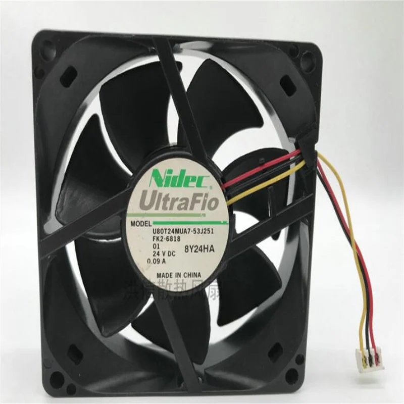 Wholesale: original nidec u80t24mua7-53j251 8cm 24v 0.09a 8025 three-wire fan