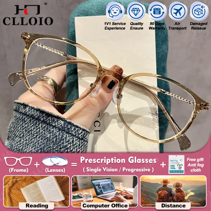 

CLLOIO New Design Square Round Design Myopia Prescription Glasses Women Blue Light Filter Progressive Reading Optical Eyeglasses