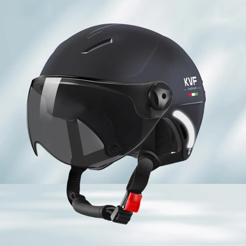 

New Men Motorcycle Helmet Woman Electric Motor Car Scooter Bike Open Face Half Helmet Anti Safety Hat Bicycle Cap With Goggles