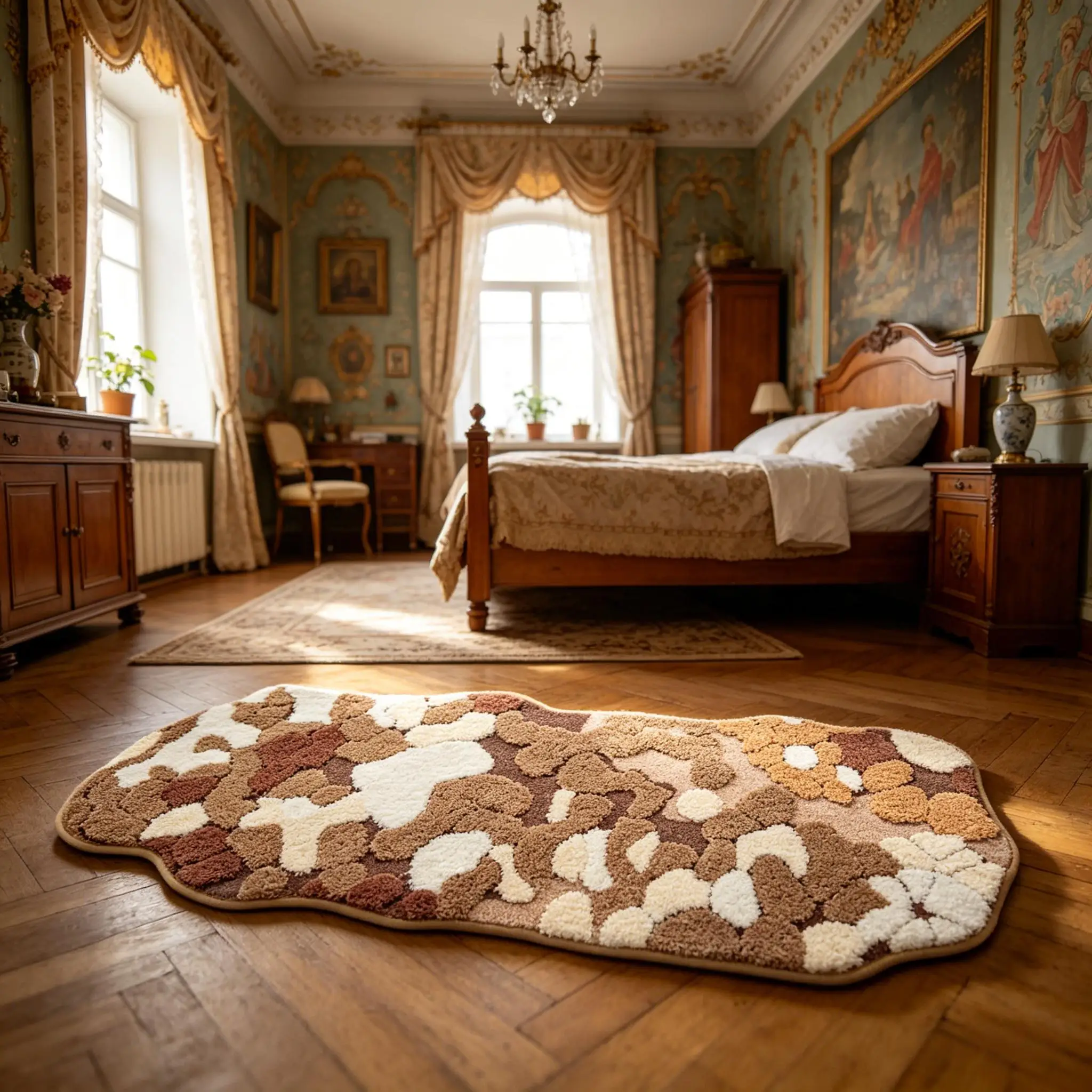 

Moss Flocked Handmade 3D Tufted Rug, European Style Soft Comfortable Carpet for Home Decor Living Room Bedroom