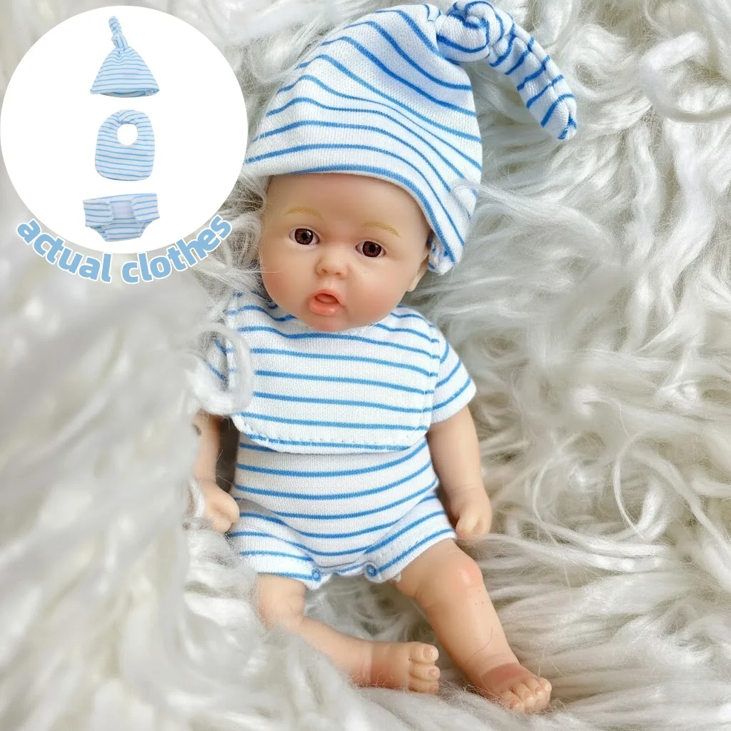 6 cali/15CM Mini urocza cała solidna silikonowa lalka Reborn malowane realistyczne ręcznie robione lalki Reborn na prezent dla dzieci Bebê Reborn — zdjęcie 4